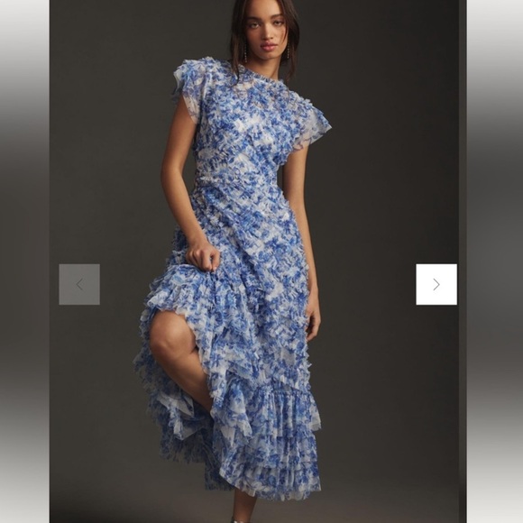 Mac Duggal Blue and White Midi Dress - Picture 3 of 16